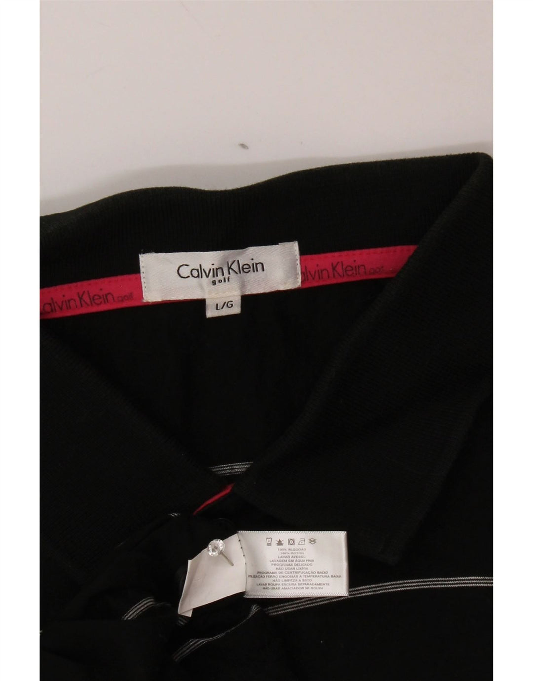 Cămașă polo CALVIN KLEIN pentru bărbați, bumbac cu dungi negre mari