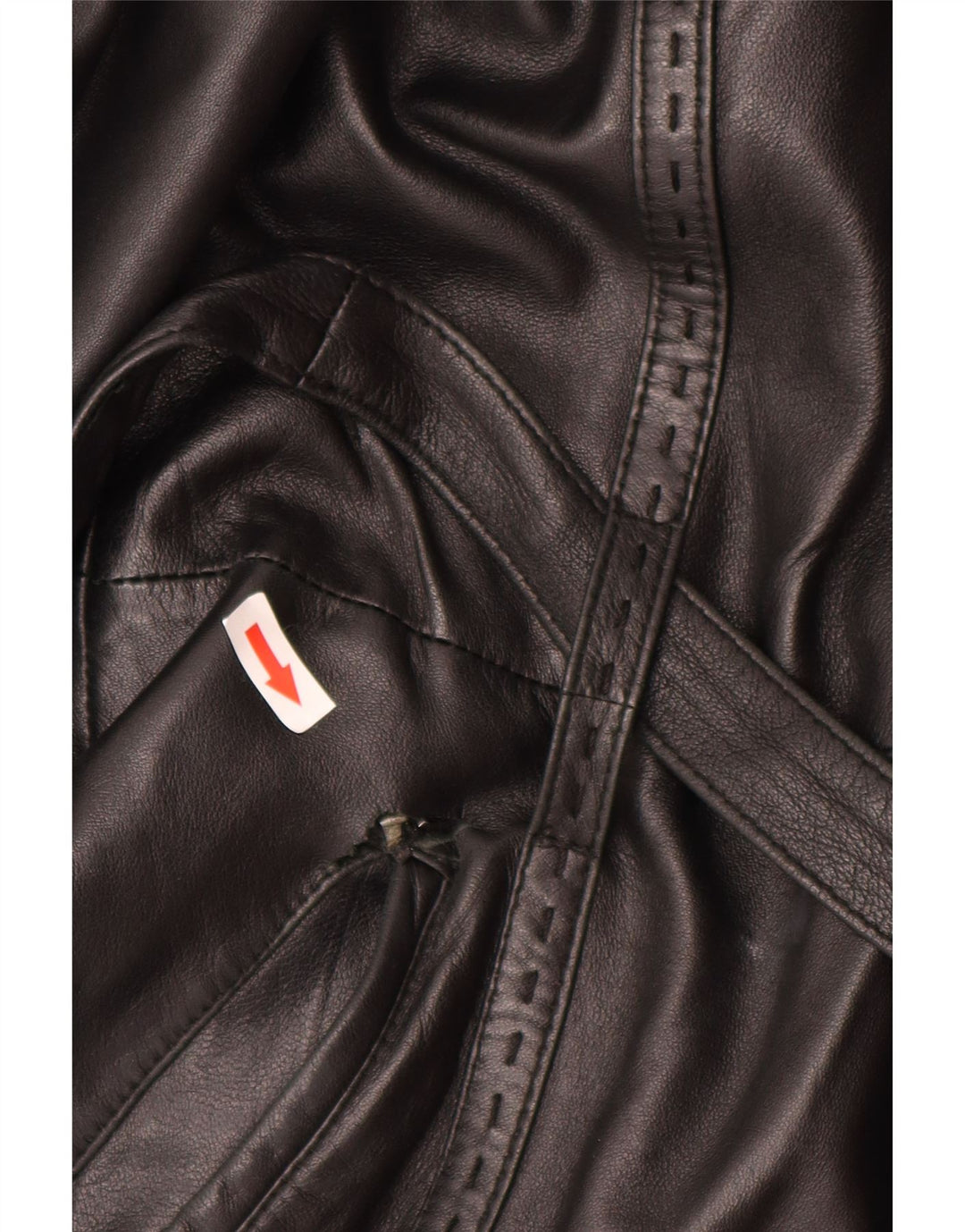 Palton din piele vintage pentru femei cu glugă UK 14 mediu negru