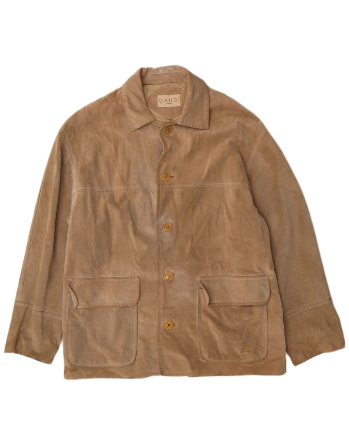 GAUDI Mens Suede Jacket UK 40 Large Beige
