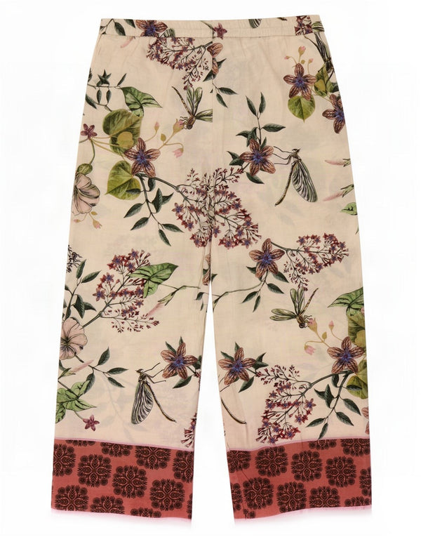 Pantaloni largi pentru femei Zara XL W32 L30 Poliester floral alb