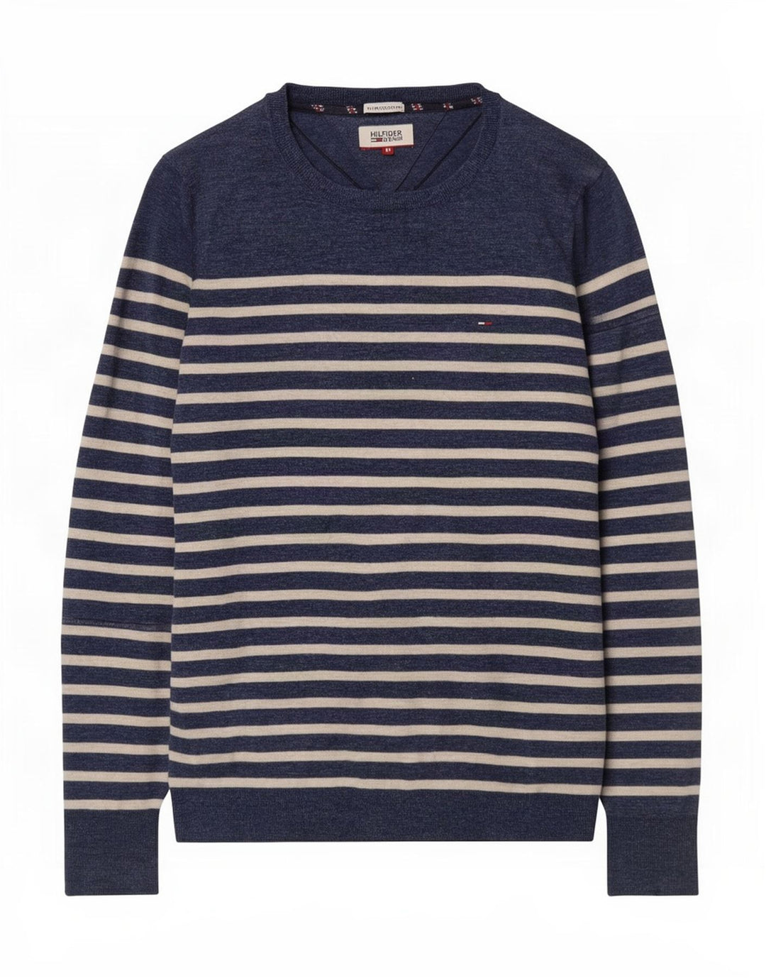 Pulover Tommy Hilfiger pentru bărbați, cu gât de barcă, în dungi, albastru marin mediu