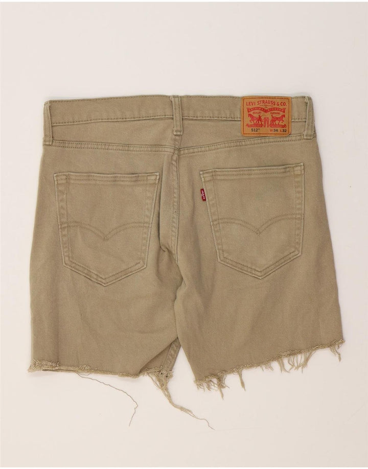LEVI'S Mens 512 Denim Shorts W34 Large Khaki Cotton