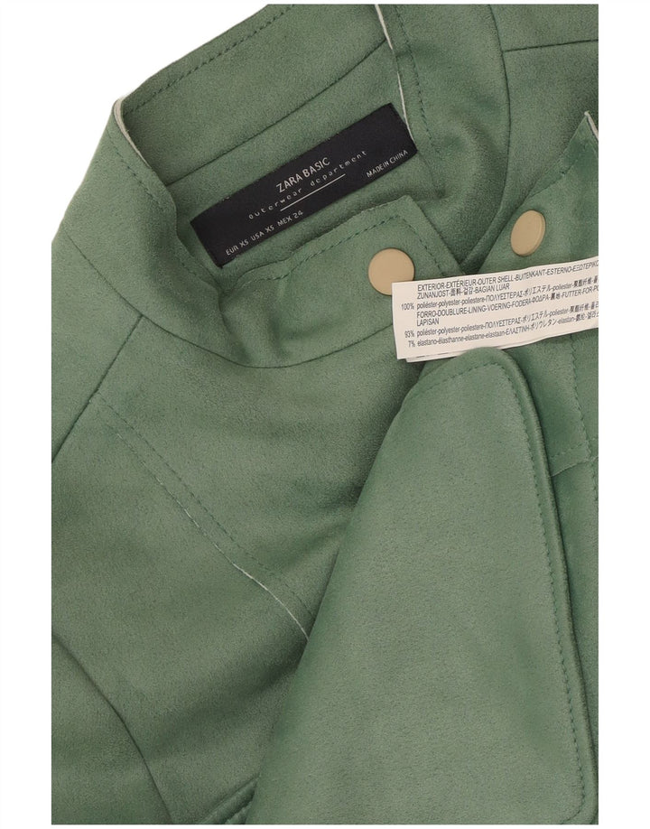Jachetă Bomber Crop pentru Damă Zara UK 6 XS Poliester verde