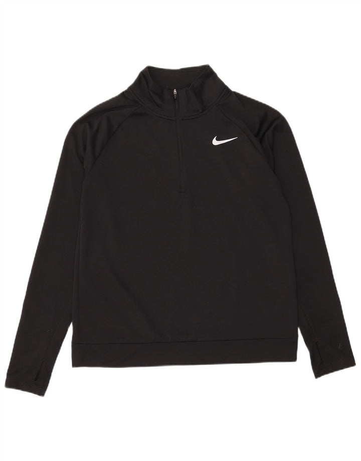 Top de trening NIKE Dri Fit, cu fermoar și gât, pentru femei, UK 10, negru