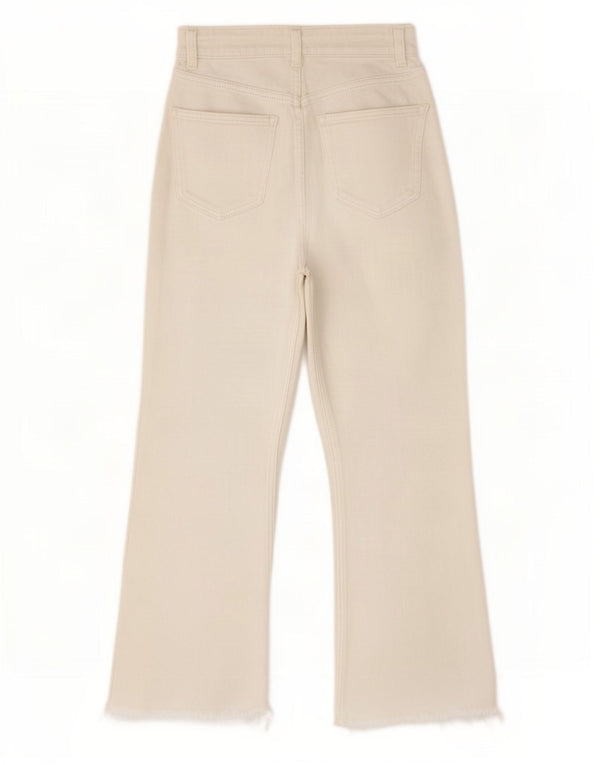 Blugi Zara pentru femei Crop Bootcut EU 34 2XS L24 L25 Alb