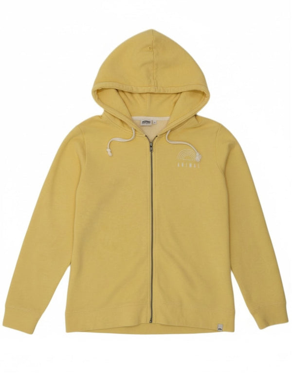 Pulover cu capota cu fermoar cu grafic pentru femei, UK 12, bumbac galben mediu