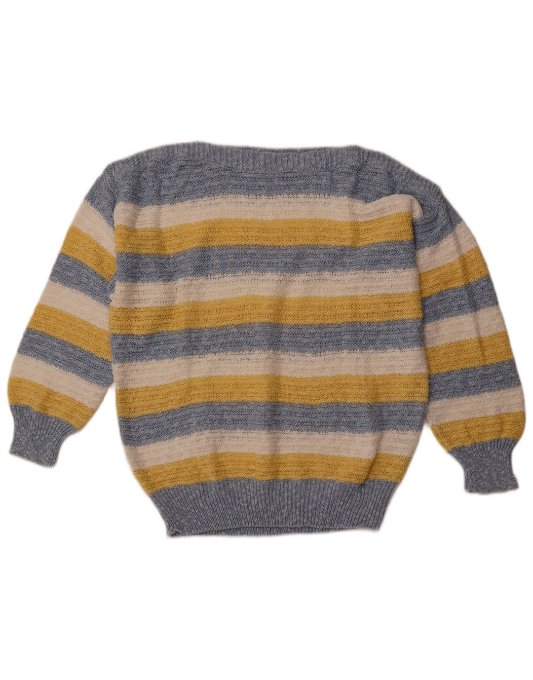 Pulover de damă VINTAGE cu gât barcă IT 42 bumbac cu dungi albastre medii