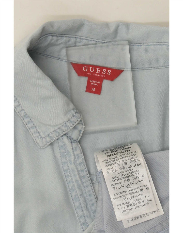 Cămașă din denim cu mânecă scurtă pentru femei Guess UK 12 Medium Blue Tencel