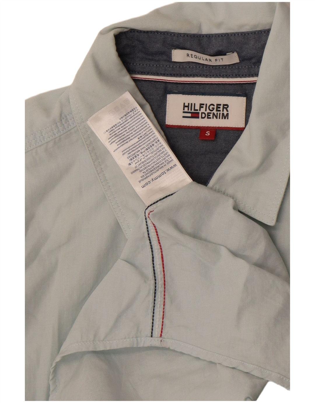 Cămașă cu mânecă scurtă Tommy Hilfiger pentru bărbați, bumbac albastru mic