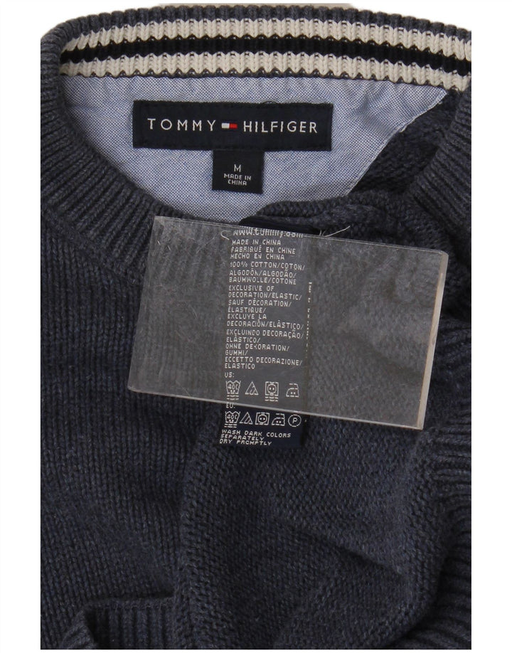 Pulover pentru bărbați TOMMY HILFIGER Pulover cu decolteu mediu, albastru bleumarin, bumbac
