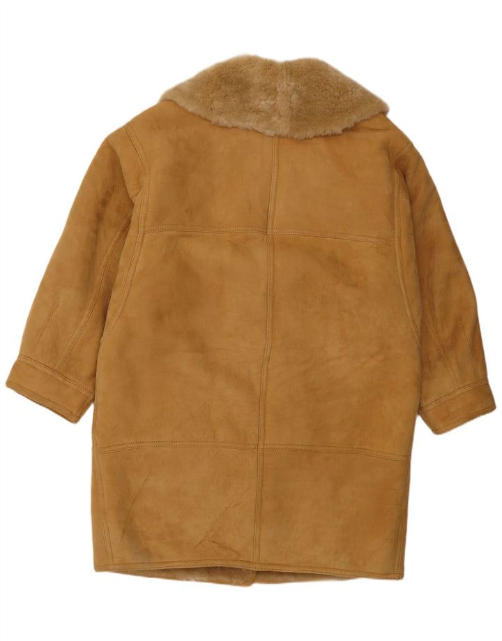 Palton din shearling vintage pentru femei, cu ajustare largi, IT 44 Medium Beige shearling