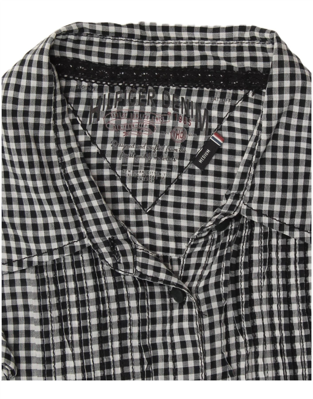 Bluză cămașă fără mâneci pentru femei TOMMY HILFIGER UK 14 Medium Black Gingham