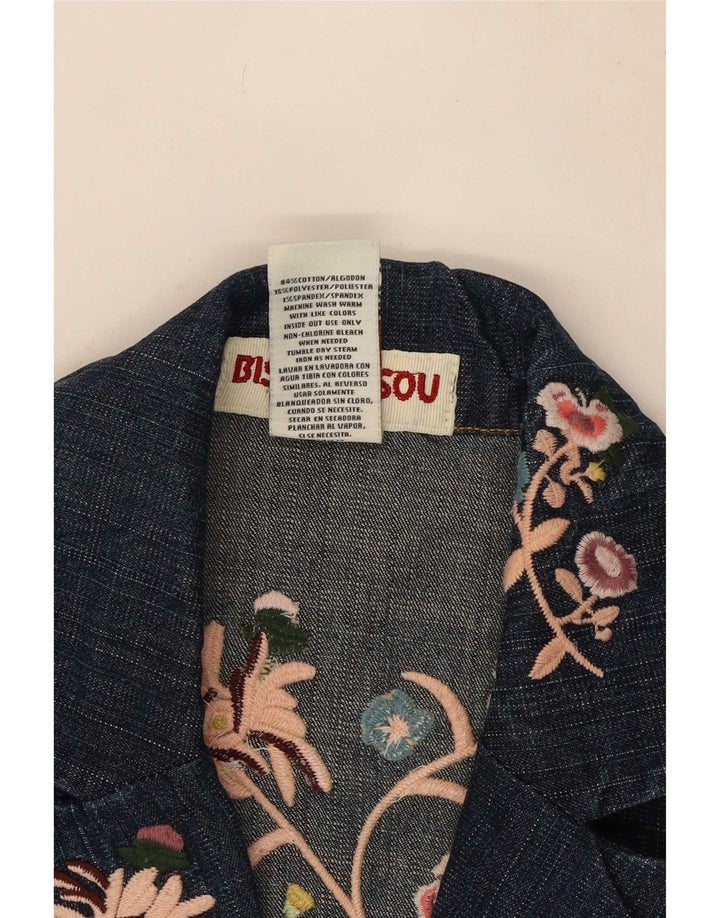 Jachetă pentru femei Bisou Crop 1 Button Blazer UK 10 Small Blue Floral