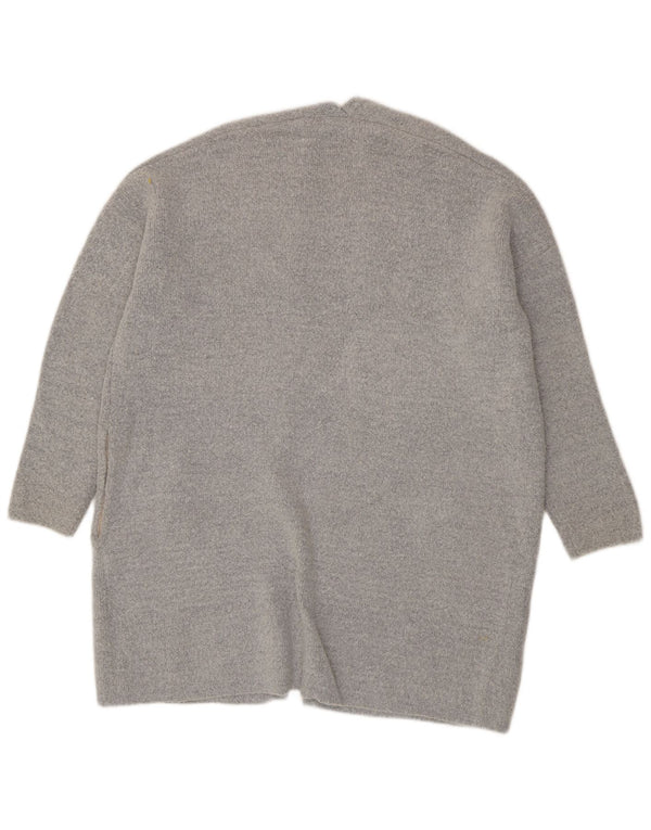 Pulover cardigan deschis supradimensionat pentru femei Oasis UK 16 mare, gri acrilic