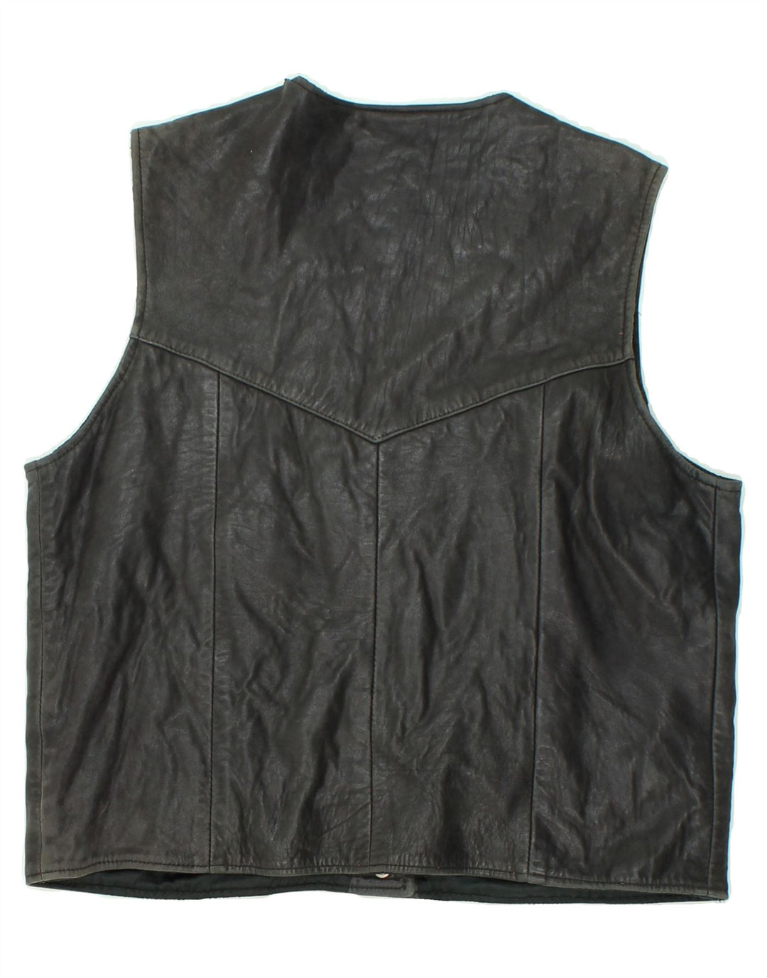 VINTAGE Gilet din piele pentru femei UK 14 Large Black