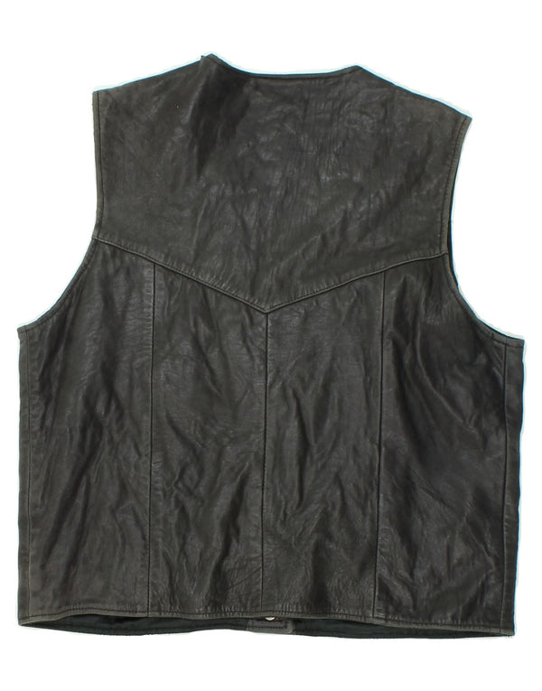 VINTAGE Gilet din piele pentru femei UK 14 Large Black