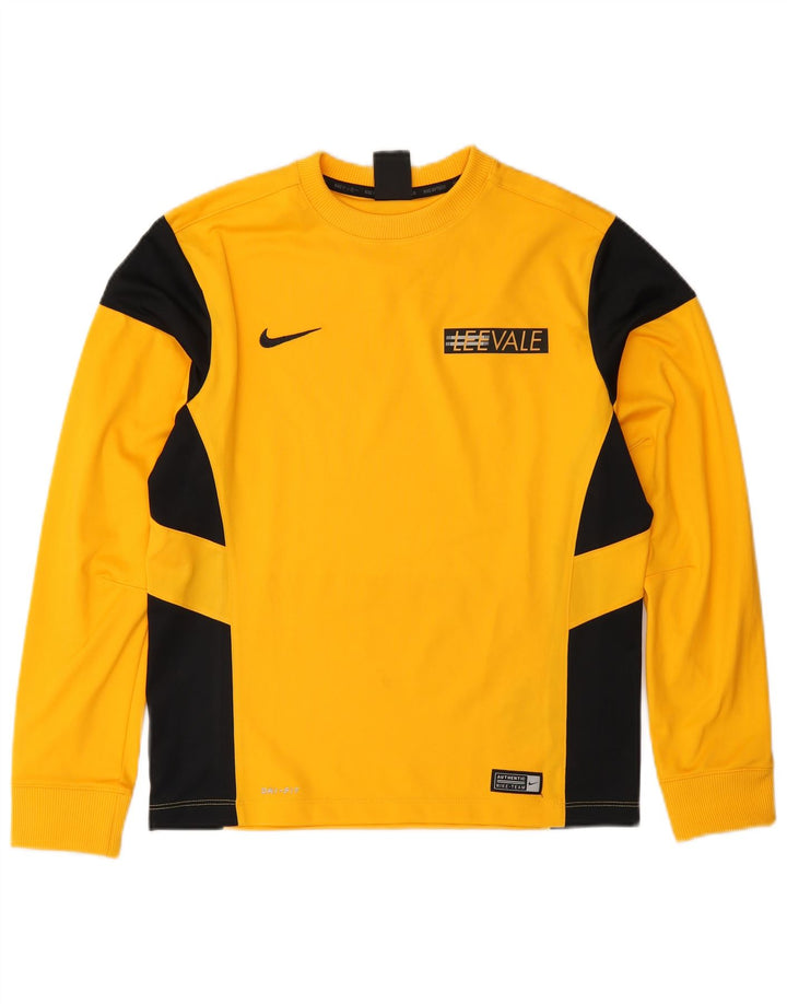 Nike pentru băieți Dri Fit Top cu mânecă lungă 12-13 ani, mare, galben Colorblock