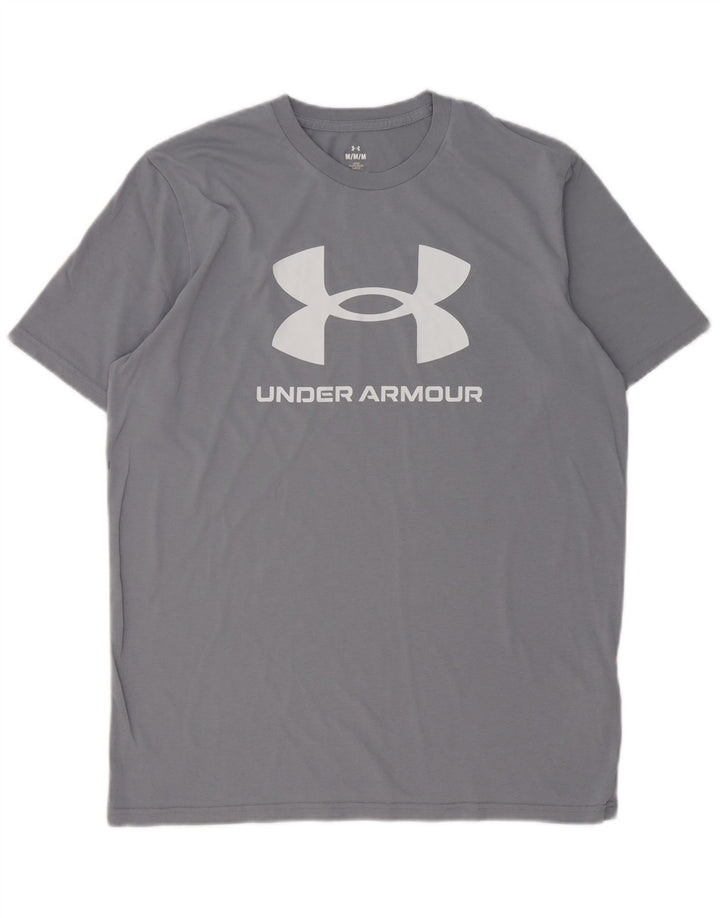 Tricou grafic Under Armour pentru bărbați, cu croiala lentă Top, bumbac gri mediu