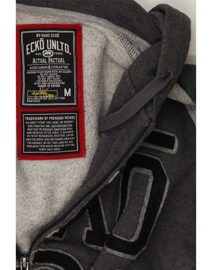 Pulover Ecko Unltd pentru bărbați, cu fermoar grafic, poliester, gri mediu