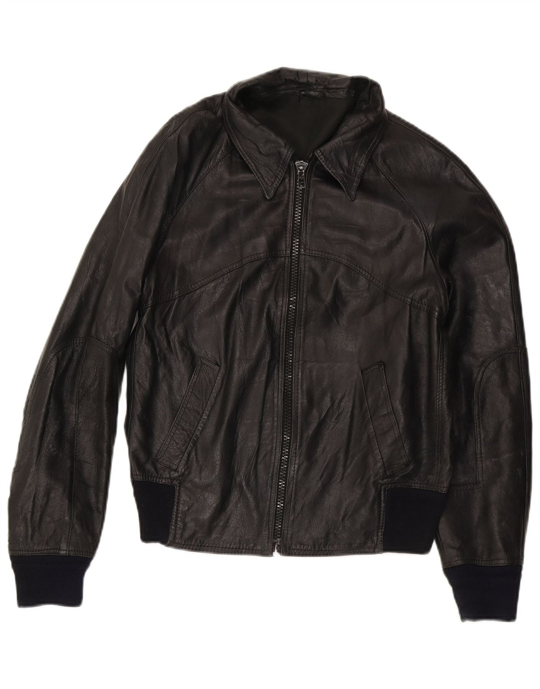 Jachetă Bomber din piele vintage pentru femei IT 50 XL din piele neagră