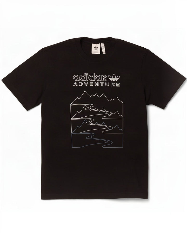Tricou grafic pentru bărbați Adidas Top mic, negru, bumbac