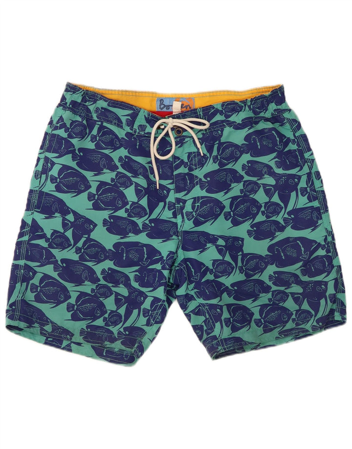 Pantaloni scurți de înot Boden pentru bărbați, cu model abstract, poliester albastru mediu
