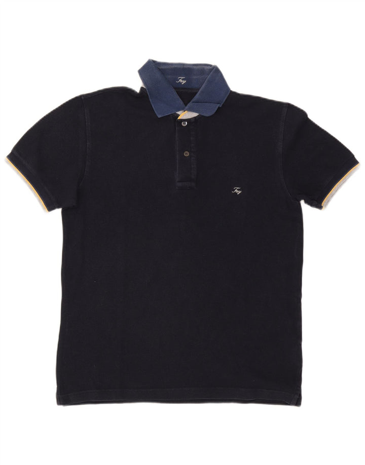 Tricou polo pentru rugby Fay pentru bărbați, bumbac, albastru bleumarin mediu