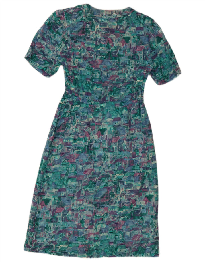 Rochie A-Line cu model abstract pentru femei de epocă UK 12 albastru mediu