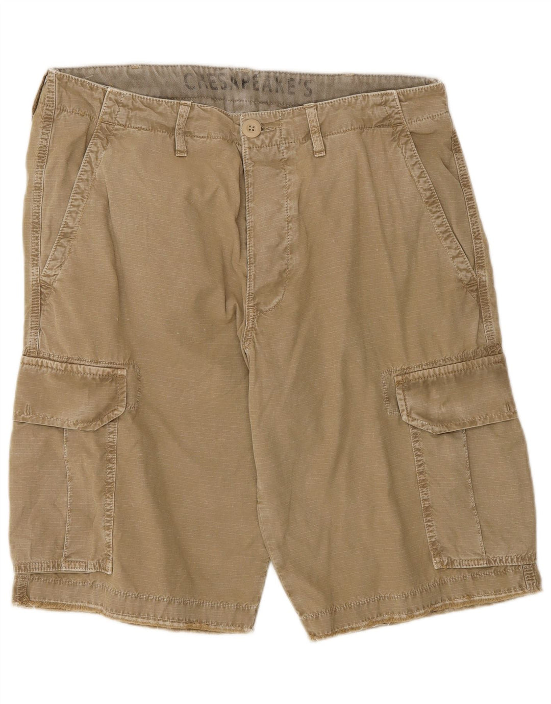 Pantaloni scurti cargo vintage pentru bărbați W33, bumbac cu dungi kaki medii