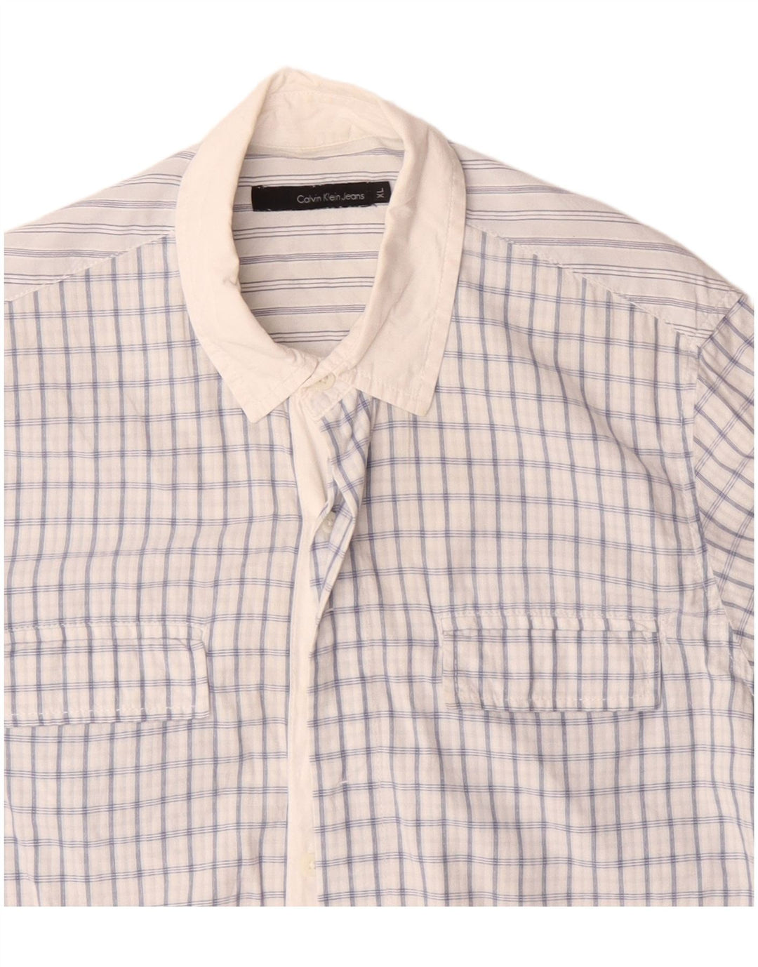 Cămașă pentru bărbați Calvin Klein cu mânecă scurtă XL, bumbac cu carouri albe