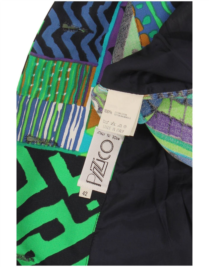 Jachetă vintage pentru femei cu 3 nasturi IT 42 Medium Multicolor Geometric