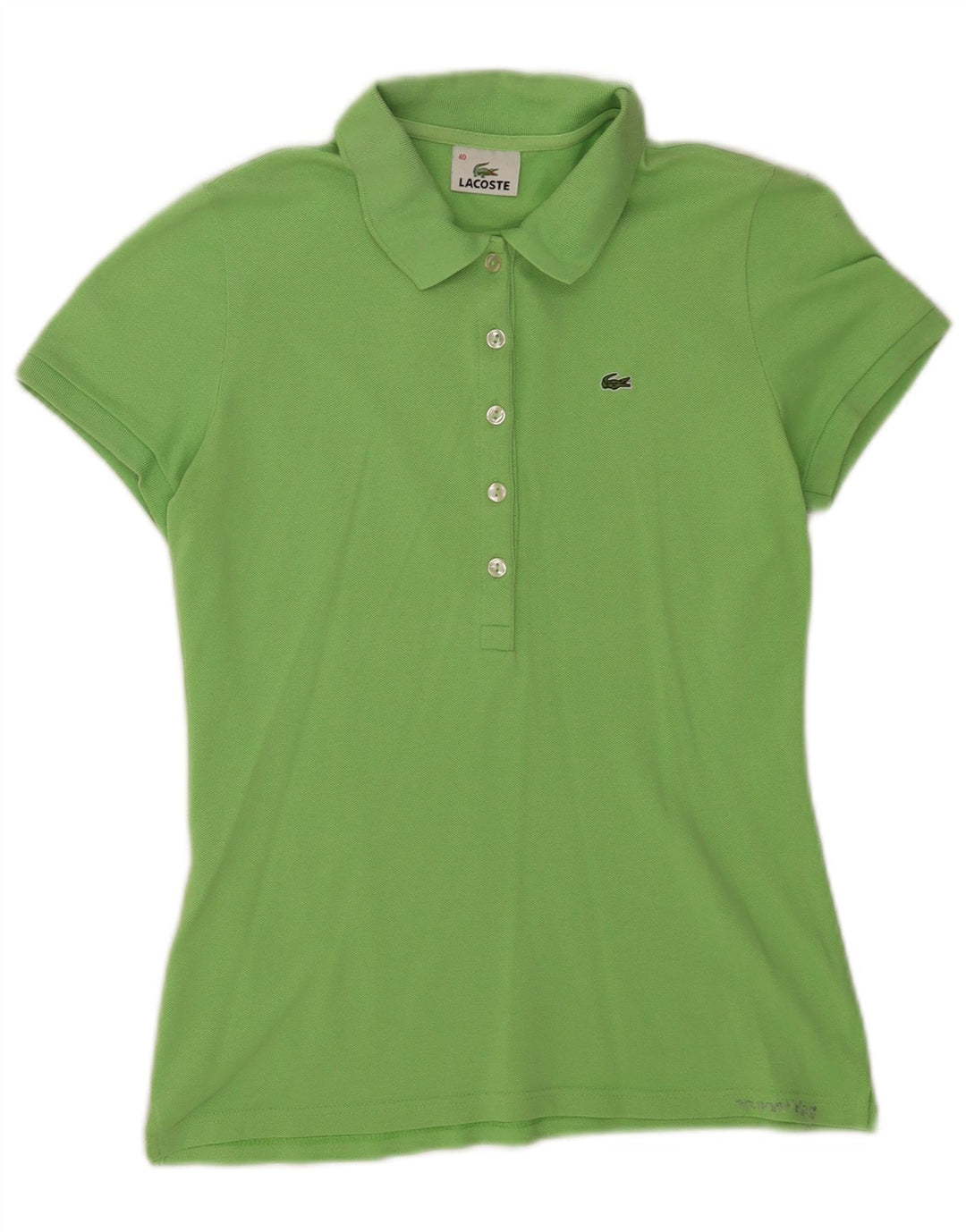 Tricou polo Lacoste pentru femei Mărimea 40 bumbac verde mediu