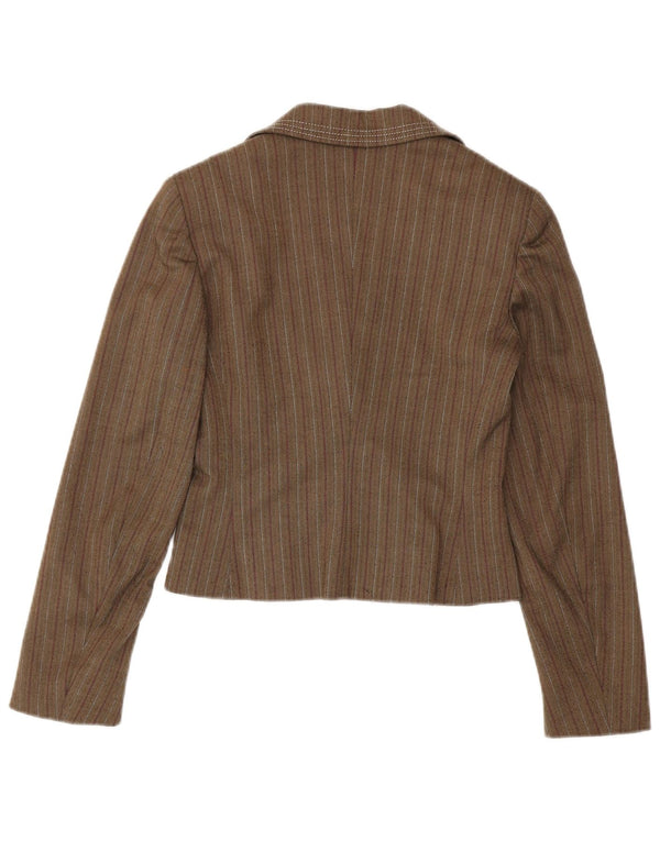 Blazer pentru femei Max & Co. Jachetă cu 2 nasturi UK 10, maro, cu dungi mici