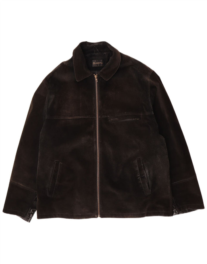 Jachetă vintage pentru bărbați din piele intoarsa UK 42 XL din piele maro