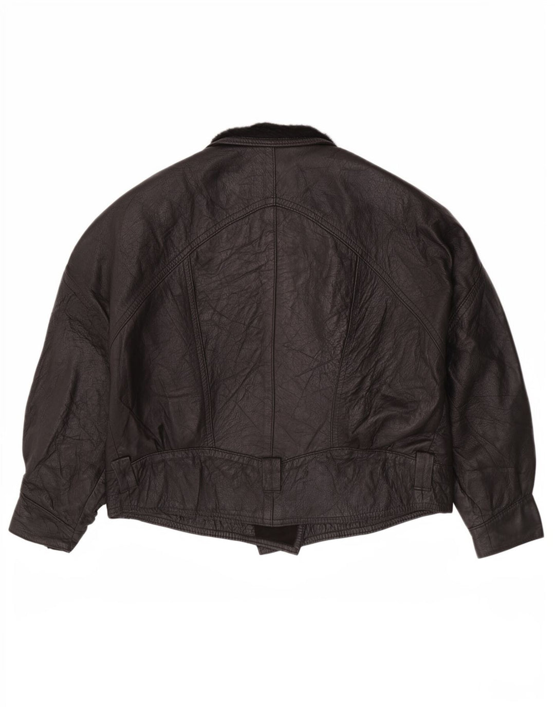 Jachetă de piele vintage pentru femei UK 14 Large Black