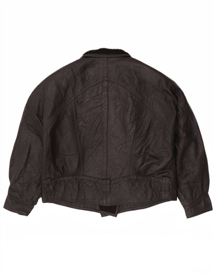 Jachetă de piele vintage pentru femei UK 14 Large Black