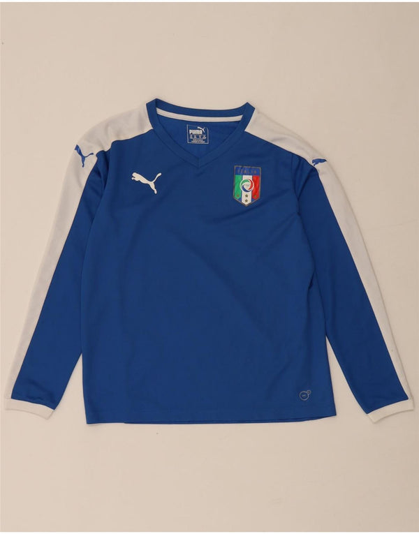 Puma Boys Italia Top Long Sleeve 13-14 Years Blue Colourblock