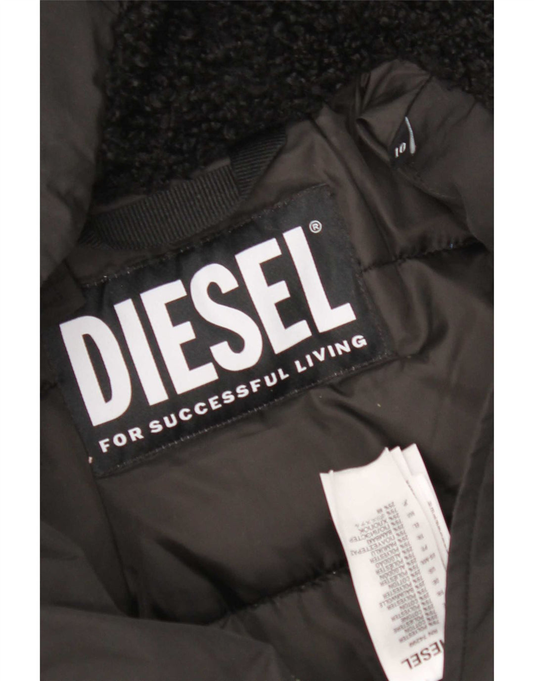 Jachetă parka cu glugă pentru femei Diesel UK 10 Poliester negru mic