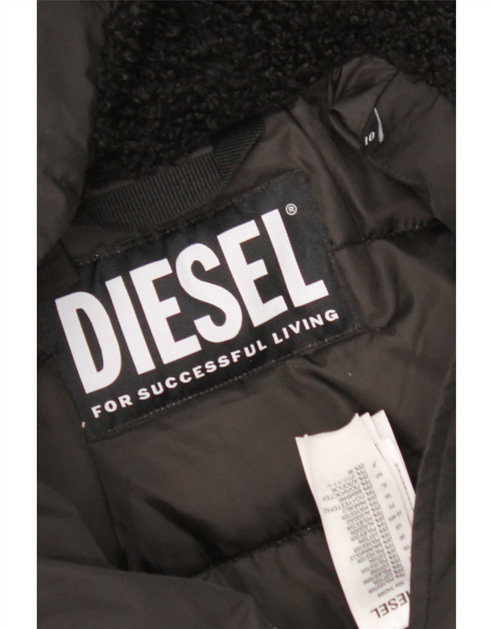 Jachetă parka cu glugă pentru femei Diesel UK 10 Poliester negru mic