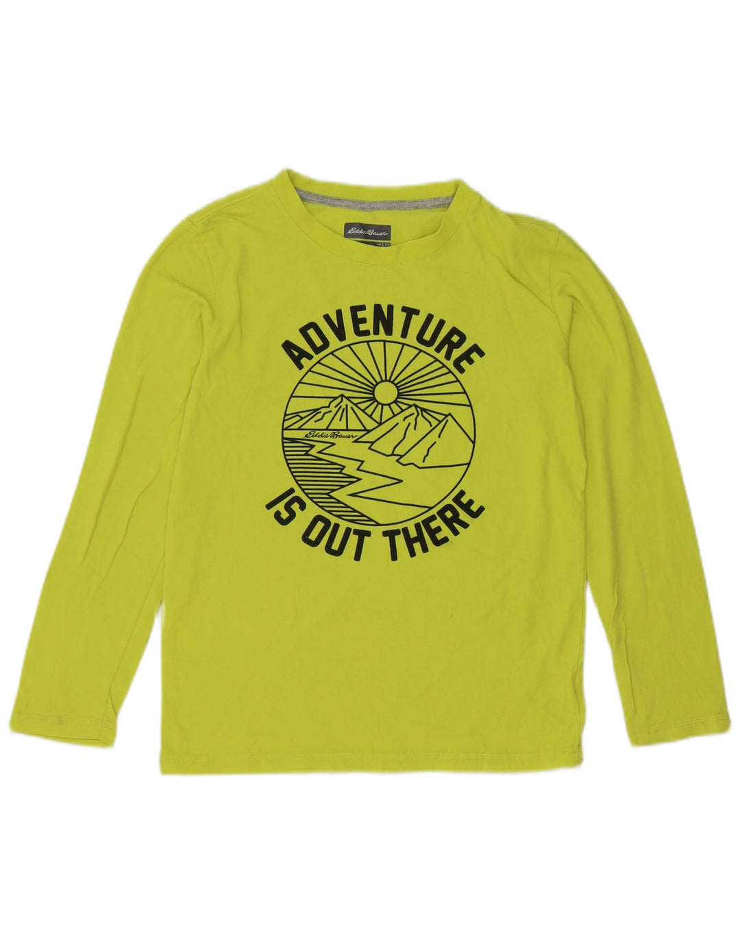 EDDIE BAUER Boys Graphic Top Long Sleeve 13-14 Years Large  Green