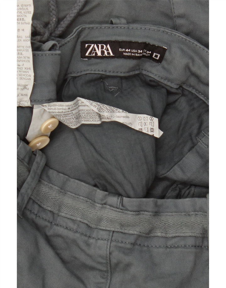 Pantaloni scurți chino pentru bărbați Zara EU 44 Large W34 Gri Bumbac