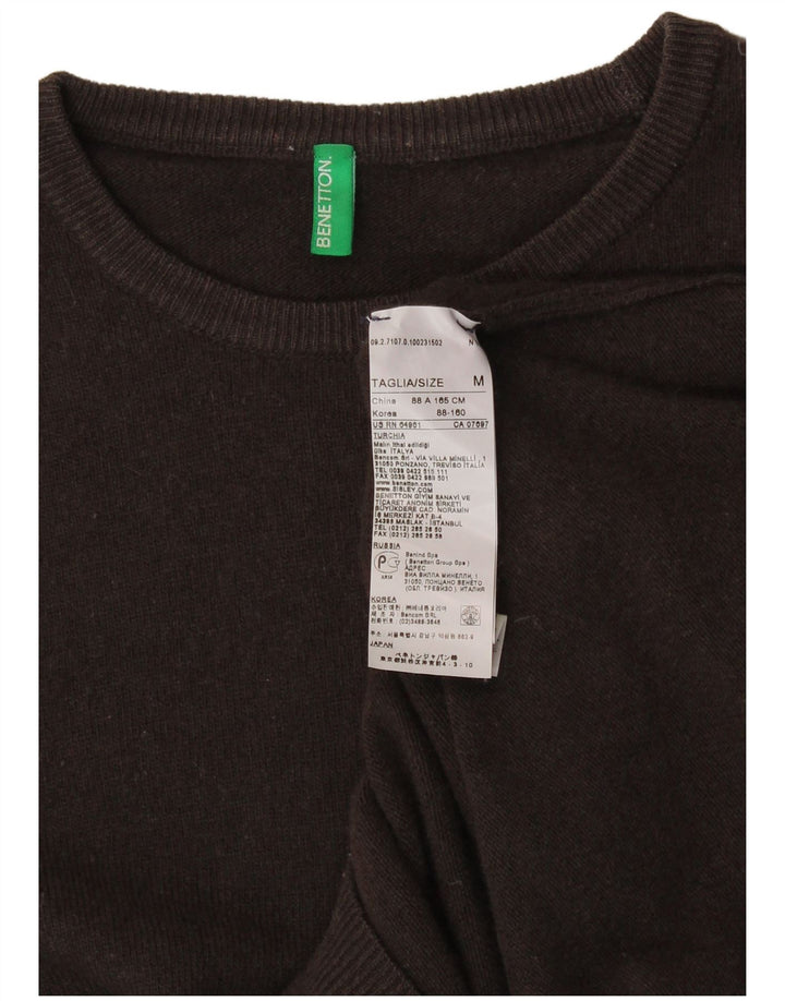 Pulover de damă BENETTON cu gât de barcă din lână maro medie UK 12