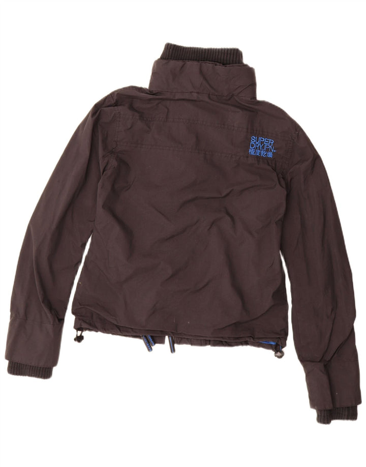 SUPERDRY Jachetă de ploaie cu grafică pentru femei UK 16, mare, negru, nailon