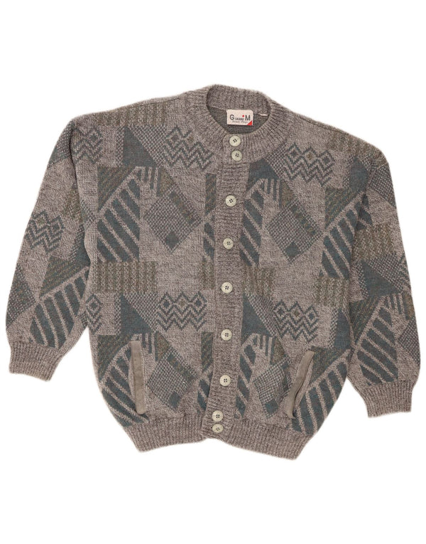 Pulover cardigan Gianni pentru bărbați, cu tăiere largi, gri mediu geometric