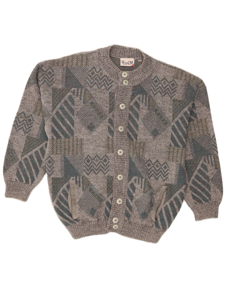 Pulover cardigan Gianni pentru bărbați, cu tăiere largi, gri mediu geometric