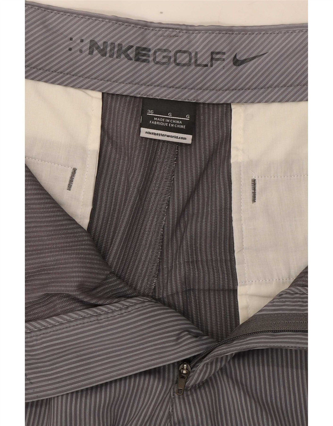 Pantaloni scurți chino de golf Nike pentru bărbați W36, poliester cu dungi mari, gri
