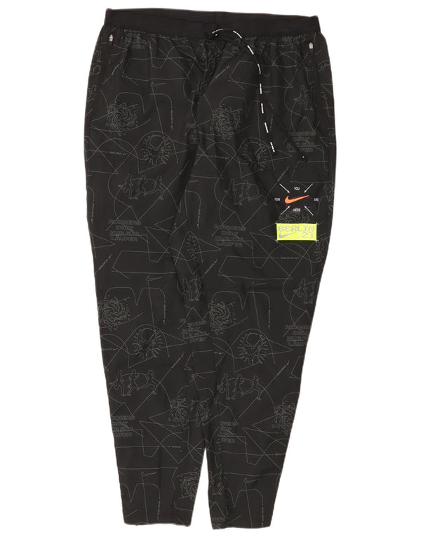 Pantaloni de trening Nike pentru femei Dri Fit cu model abstract, UK 18 XL, negru