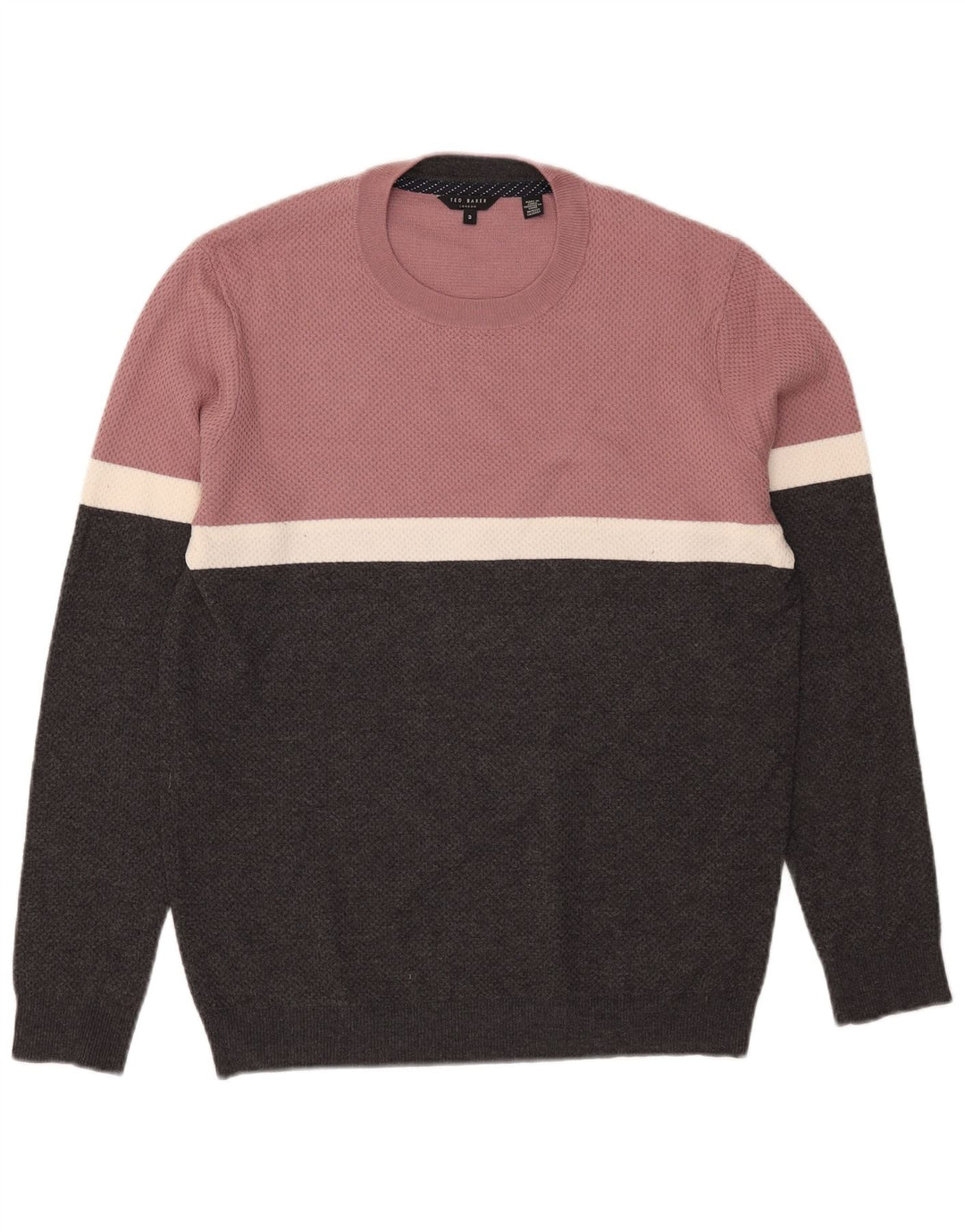 Pulover Ted Baker pentru bărbați, cu gât roșu, mărimea 3, mediu negru, color block
