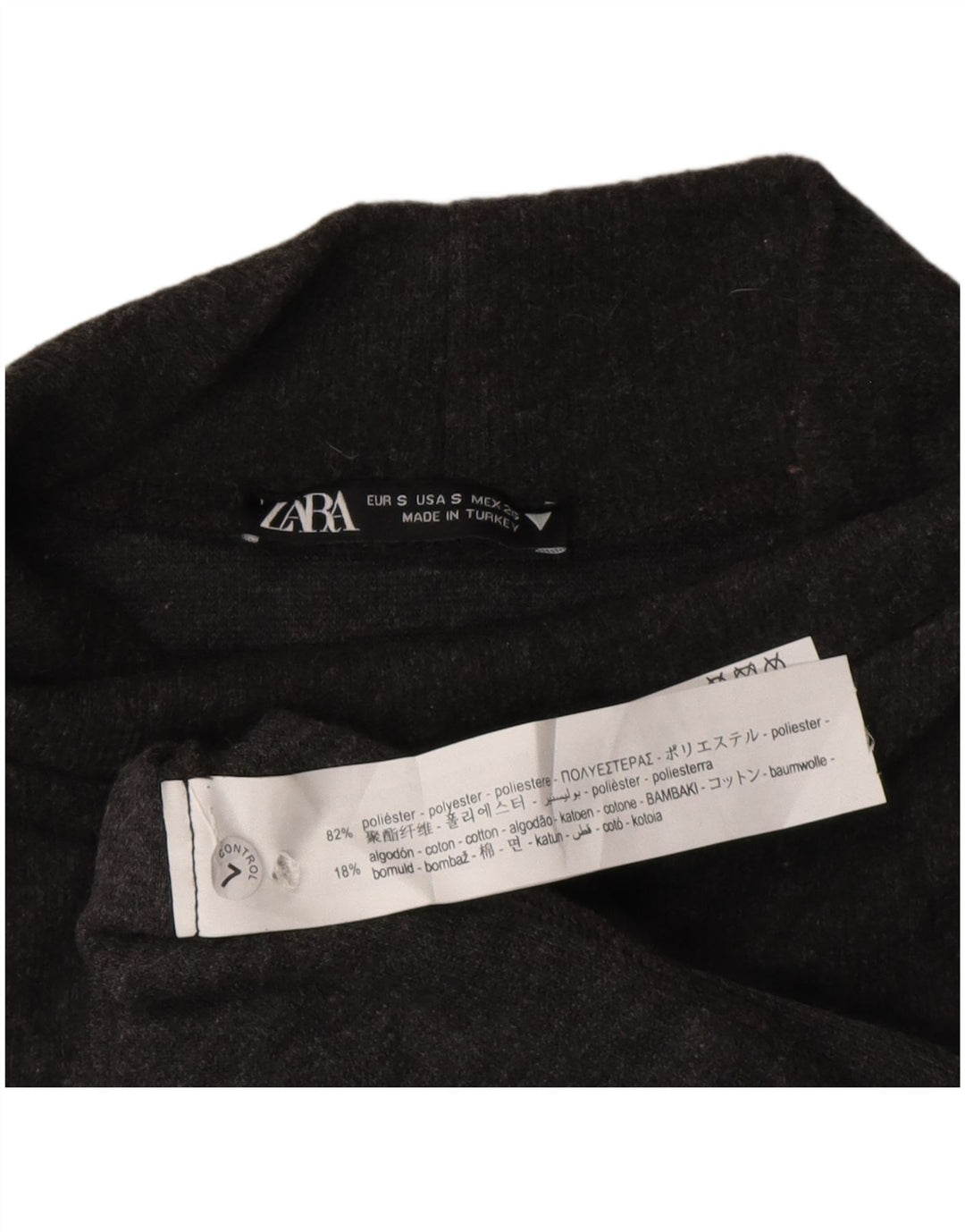 Rochie cu mâneci scurte pentru femei Zara UK 10 Poliester gri mic