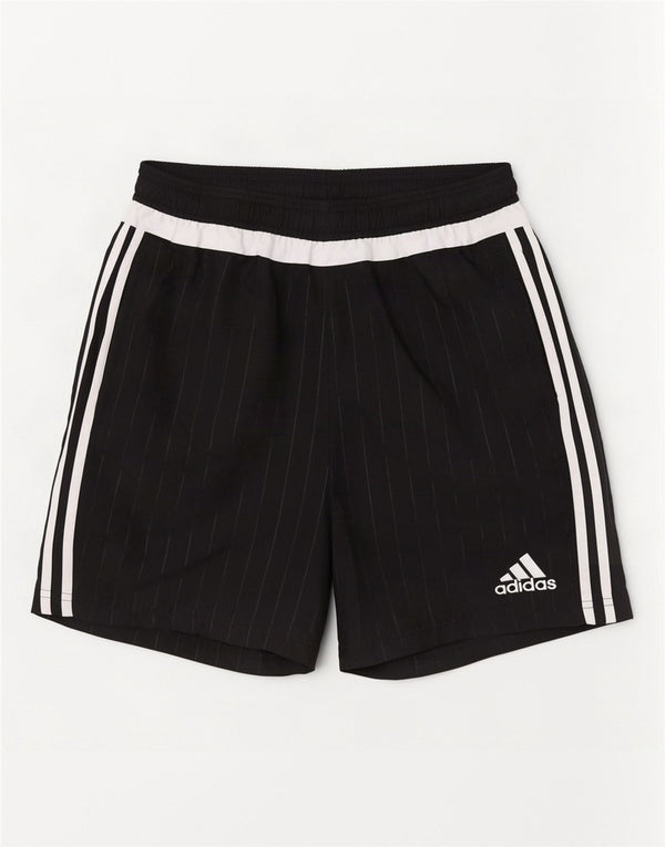 Pantaloni scurți sport Adidas pentru bărbați, poliester cu dungi medii, negre